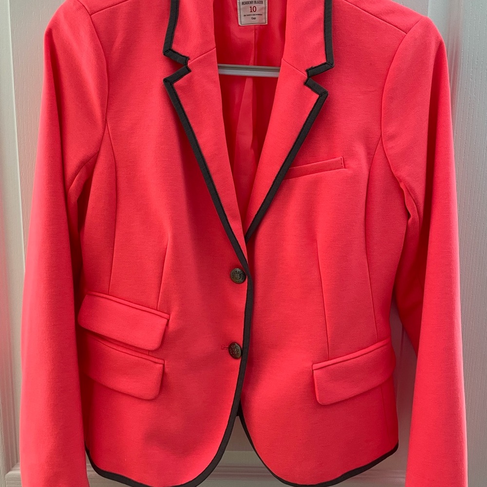 GAP The Academy Blazer in Neon Coral, with gray trim, size 10